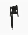 Side Stripe Tulle Top