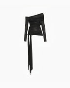 Side Stripe Tulle Top