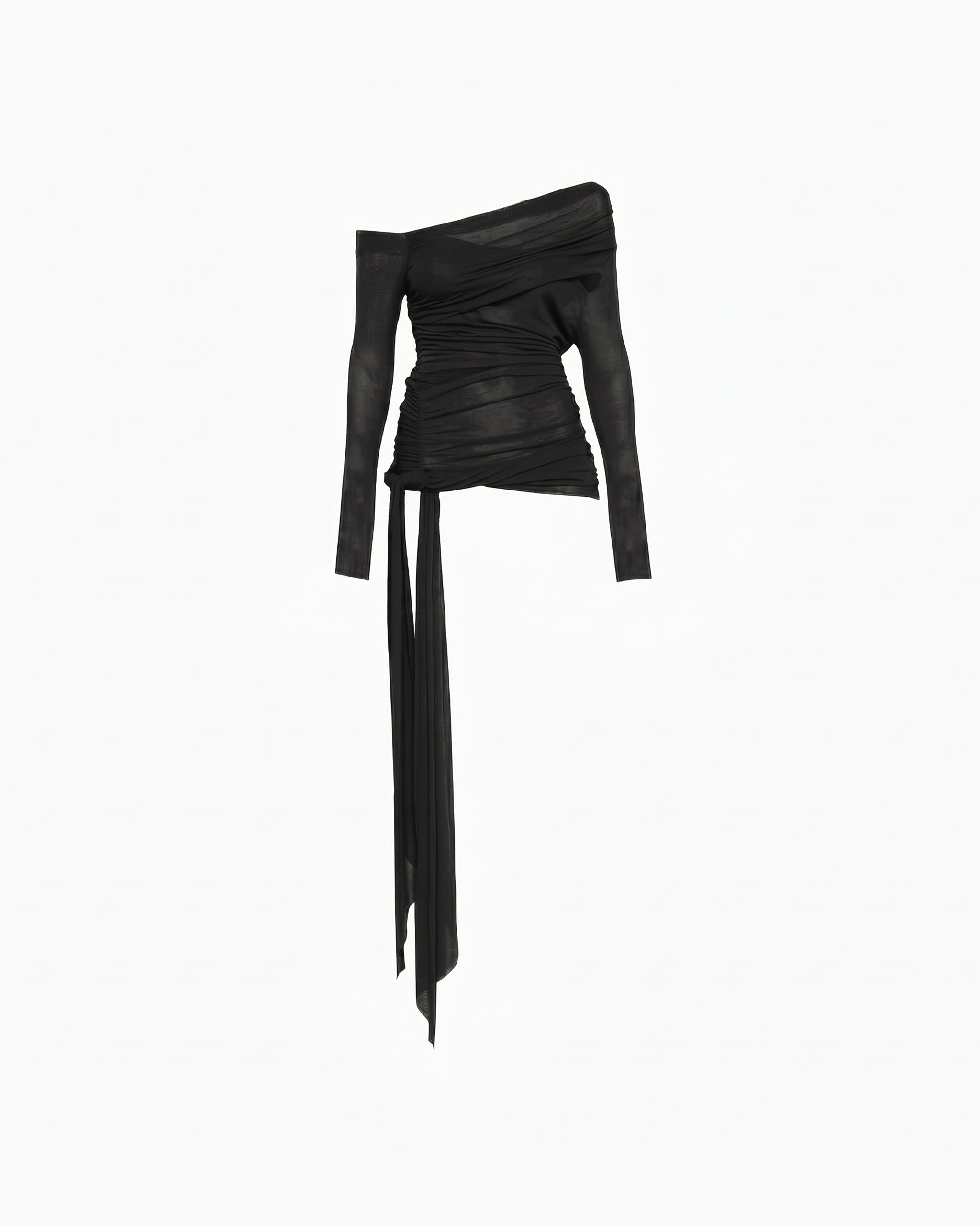 Side Stripe Tulle Top