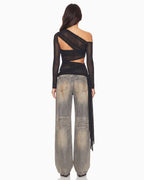 Side Stripe Tulle Top