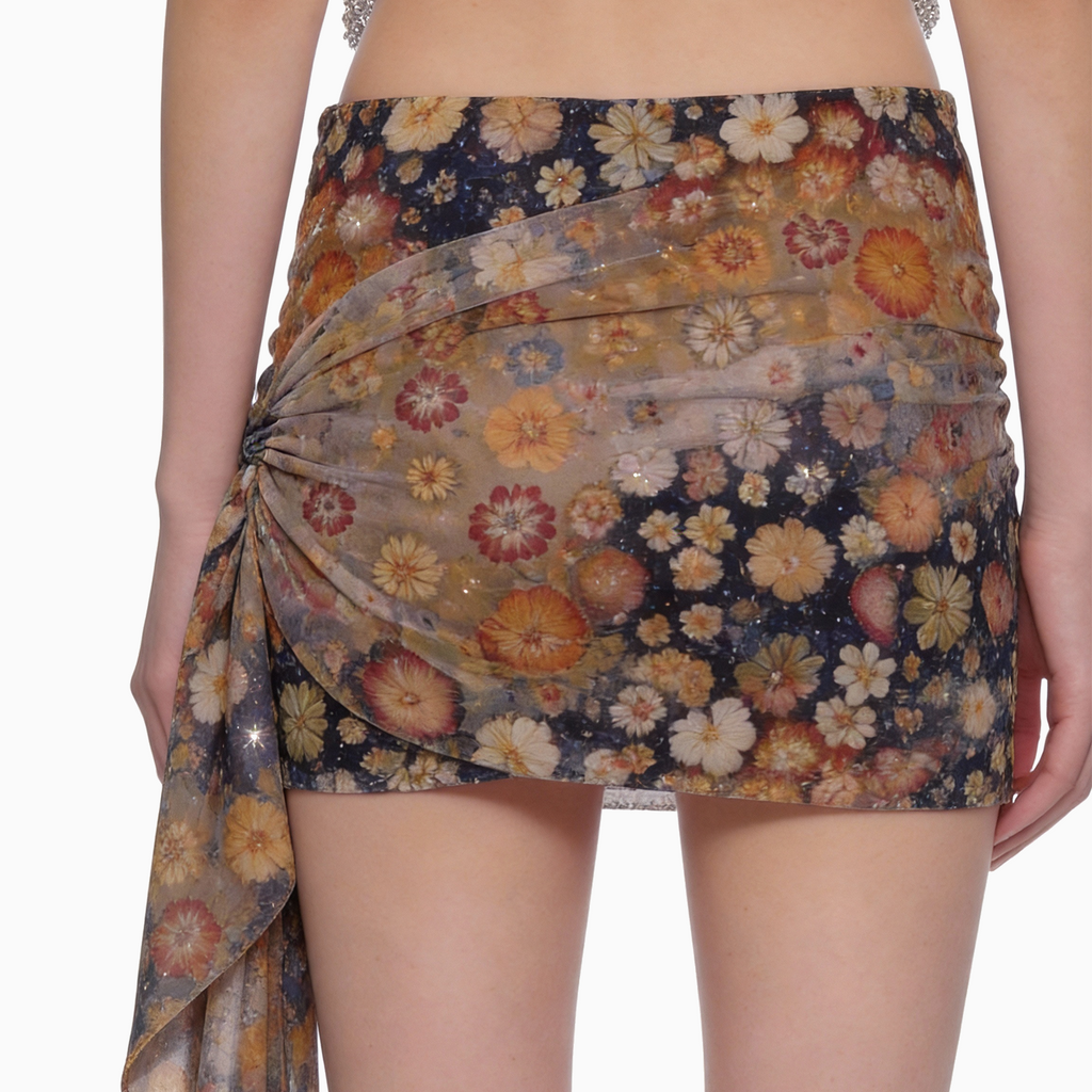 Hibisco Tulle Wrap Mini Skirt