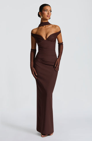 Abigail Maxi Dress - Plum Brown - glavon