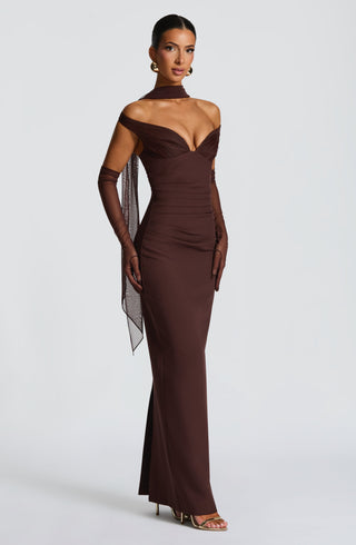 Abigail Maxi Dress - Plum Brown - glavon