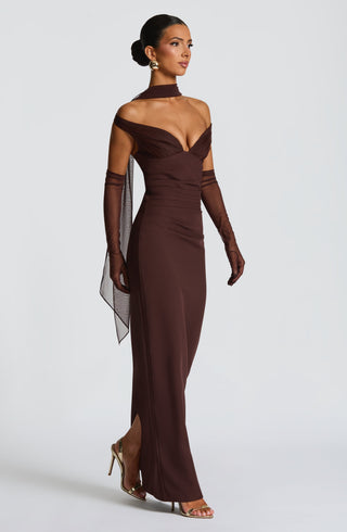 Abigail Maxi Dress - Plum Brown - glavon