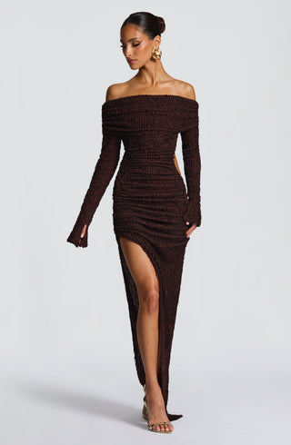 Adelphia Midi Dress - Plum Brown - glavon