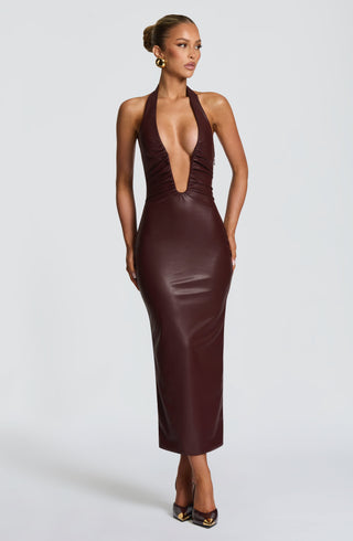 Ainsley Midi Dress - Burgundy - glavon