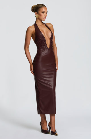 Ainsley Midi Dress - Burgundy - glavon