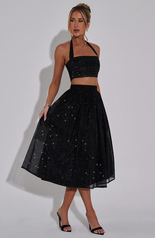 Alani Crop Top - Black Sparkle - glavon