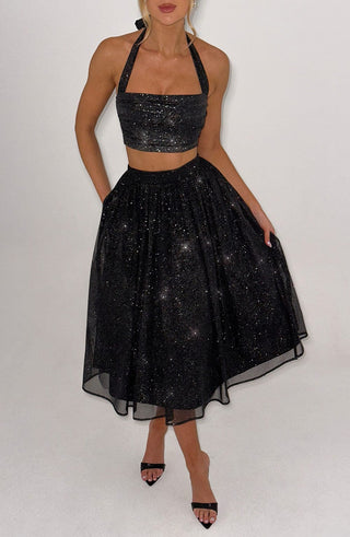 Alani Crop Top - Black Sparkle - glavon