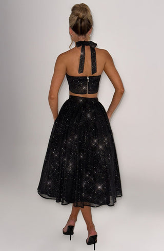Alani Midi Skirt - Black Sparkle - glavon