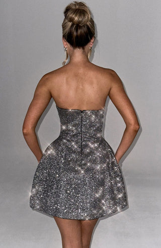 Alice Mini Dress - Grey Sparkle - glavon