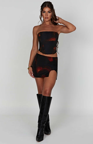 Alina Mini Skirt - Fire Print - glavon