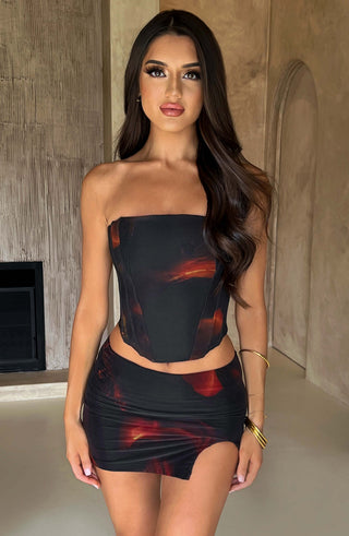 Alina Mini Skirt - Fire Print - glavon