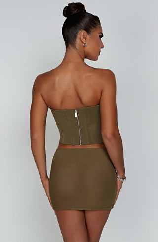 Alina Mini Skirt - Khaki - glavon