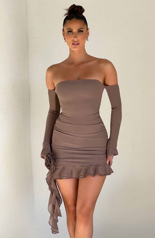 Alix Mini Dress - Chocolate - glavon