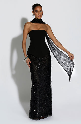 Allaire Maxi Skirt - Black - glavon