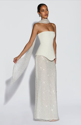 Allaire Maxi Skirt - Ivory - glavon