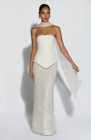 Allaire Maxi Skirt - Ivory - glavon