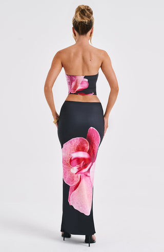 Allegra Maxi Skirt - Black Floral Print - glavon