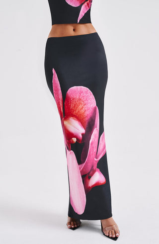 Allegra Maxi Skirt - Black Floral Print - glavon