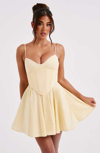 Analeigh Mini Dress - Lemon - glavon