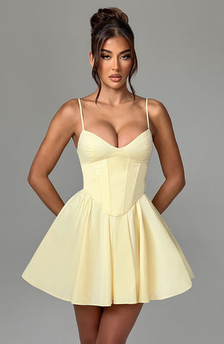 Analeigh Mini Dress - Lemon - glavon