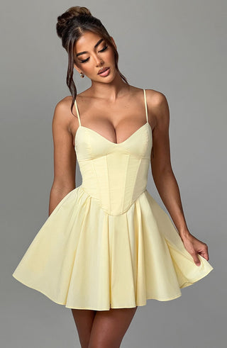 Analeigh Mini Dress - Lemon - glavon