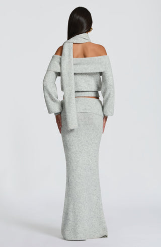 Andie Maxi Skirt - Light Grey Marl - glavon