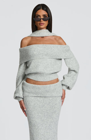 Andie Maxi Skirt - Light Grey Marl - glavon