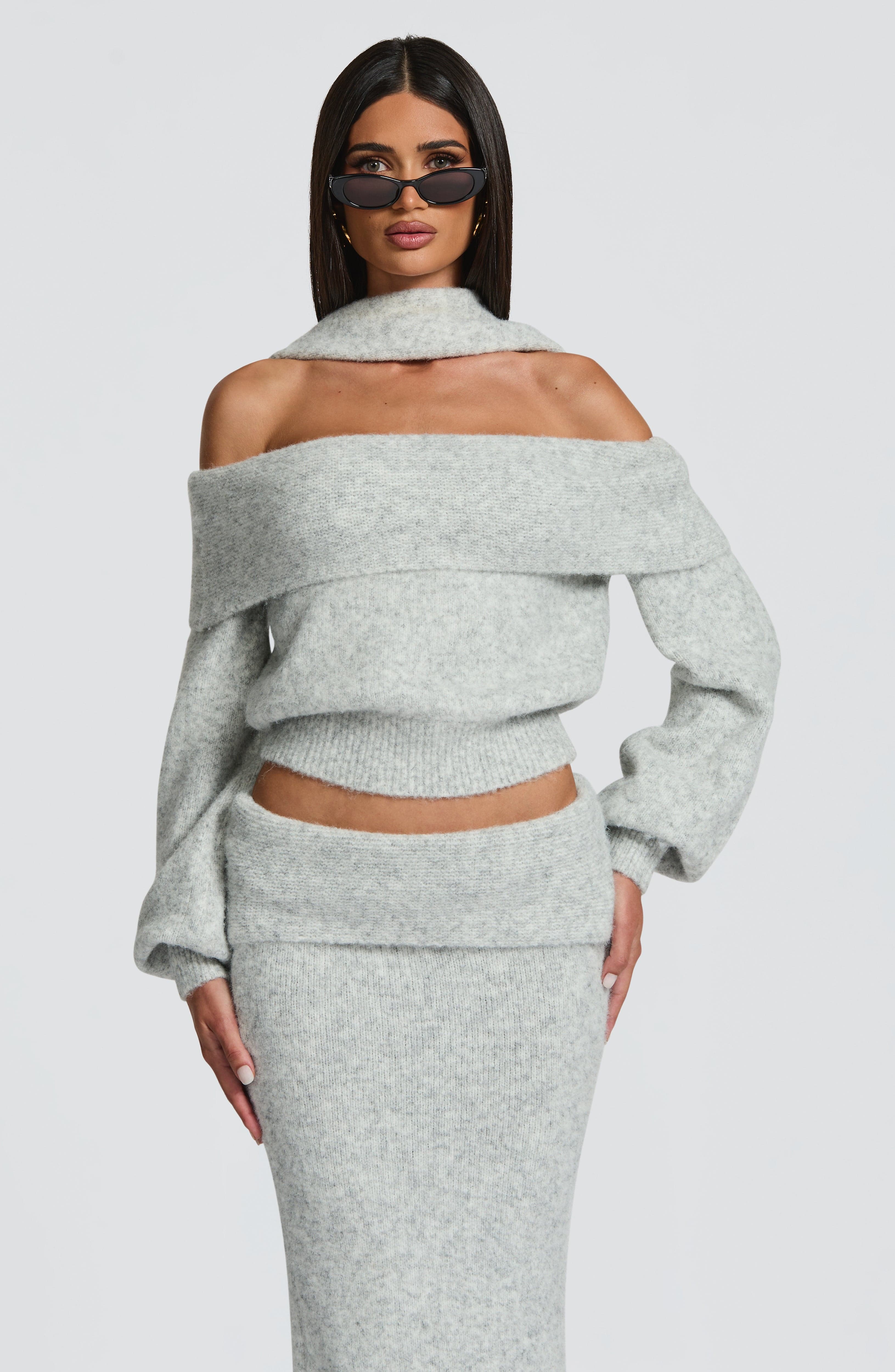 Andie Maxi Skirt - Light Grey Marl - Napalia