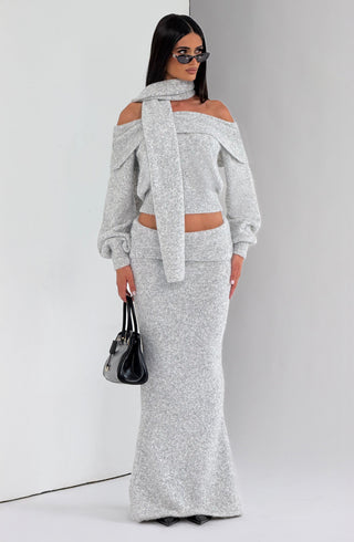 Andie Maxi Skirt - Light Grey Marl - glavon