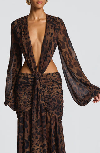 Andrina Maxi Dress - Leopard Print - glavon