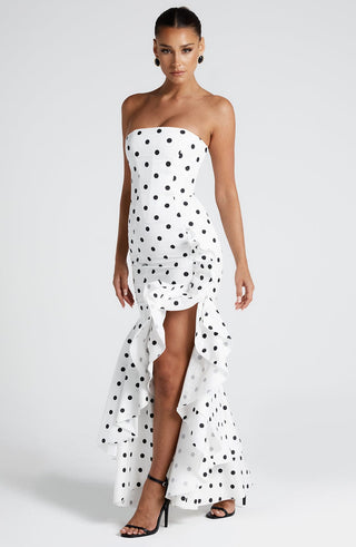 Angelina Maxi Dress - Black Polka Dot Print - glavon