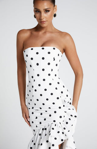 Angelina Maxi Dress - Black Polka Dot Print - glavon