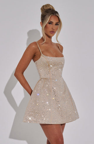 Angelique Mini Dress - Champagne - glavon
