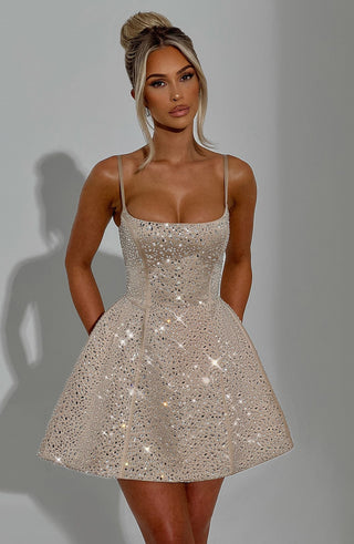 Angelique Mini Dress - Champagne - glavon