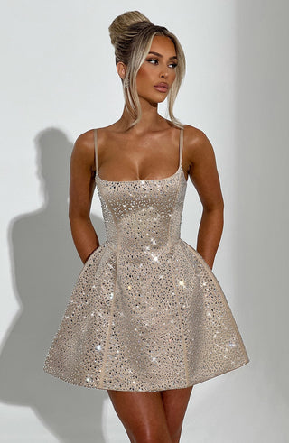 Angelique Mini Dress - Champagne - glavon