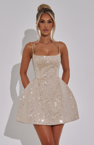 Angelique Mini Dress - Champagne - glavon
