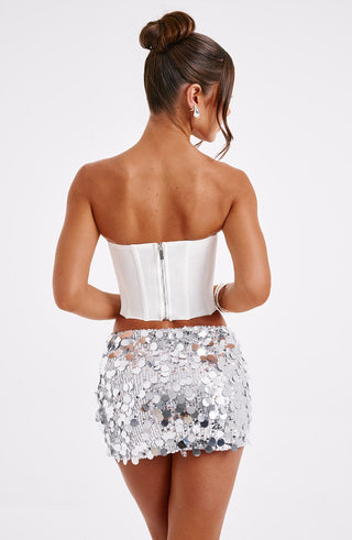 Anissa Mini Skirt - Silver - glavon