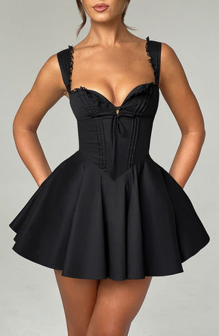 Antonella Mini Dress - Black - glavon
