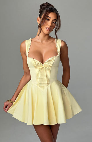 Antonella Mini Dress - Lemon - glavon