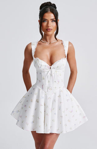 Antonella Mini Dress - Multi Floral Print - glavon