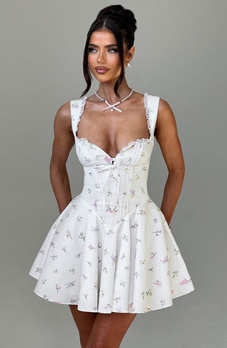 Antonella Mini Dress - Multi Floral Print - glavon