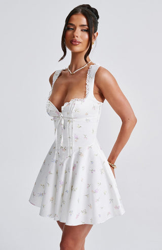 Antonella Mini Dress - Multi Floral Print - glavon