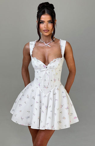 Antonella Mini Dress - Multi Floral Print - glavon