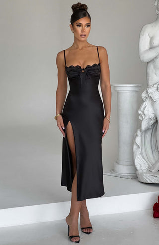 Ardelle Midi Dress - Black - glavon