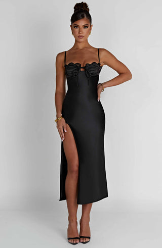 Ardelle Midi Dress - Black - glavon