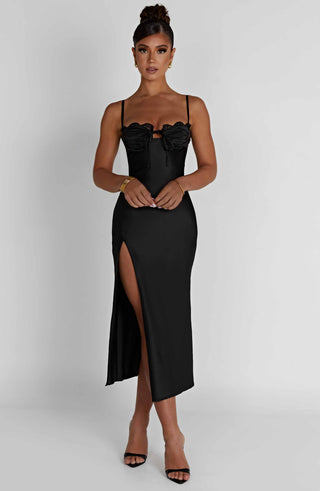 Ardelle Midi Dress - Black - glavon