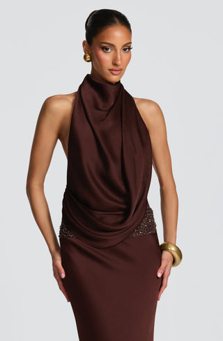 Armelle Maxi Dress - Plum Brown - glavon