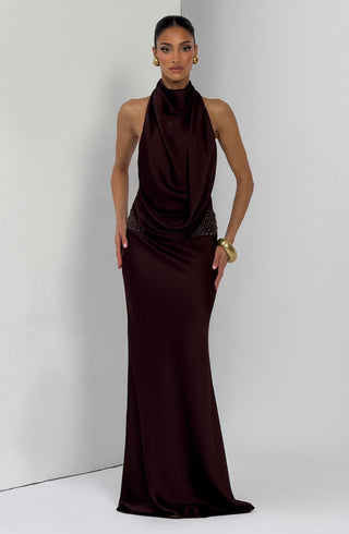Armelle Maxi Dress - Plum Brown - glavon